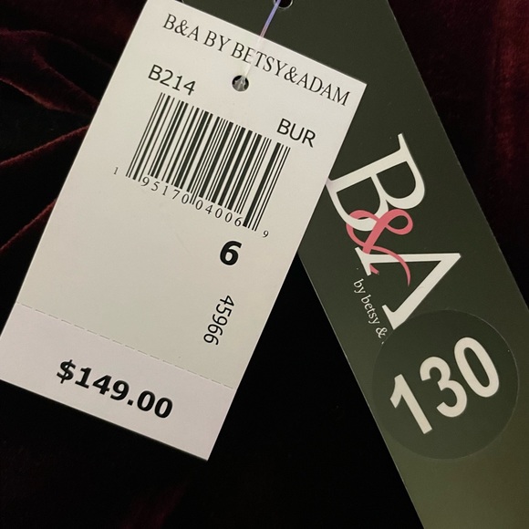NWT Betsy & Adam Velvet Cape Midi Dress Burgundy Color Size 6 - Picture 5 of 12